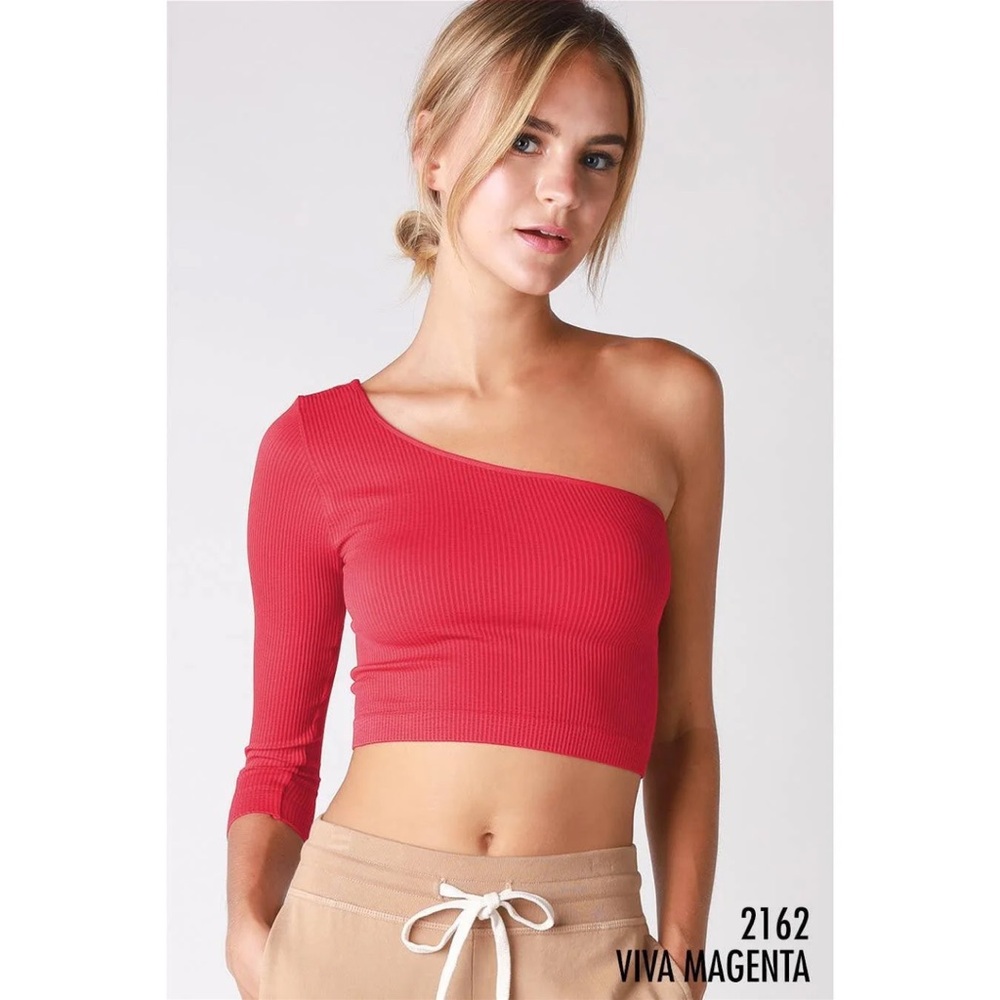 Red Asymmetrical Red Crop Top